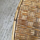 Wicker and metal coffee table from the 1950s