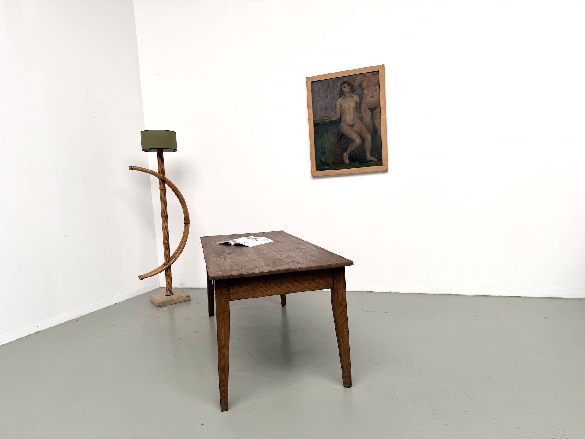 Solid oak farmhouse table, 1930s.