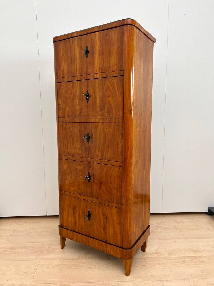 Biedermeier Five-Drawer Chiffonier in Cherry Veneer, South Germany, 1830s
