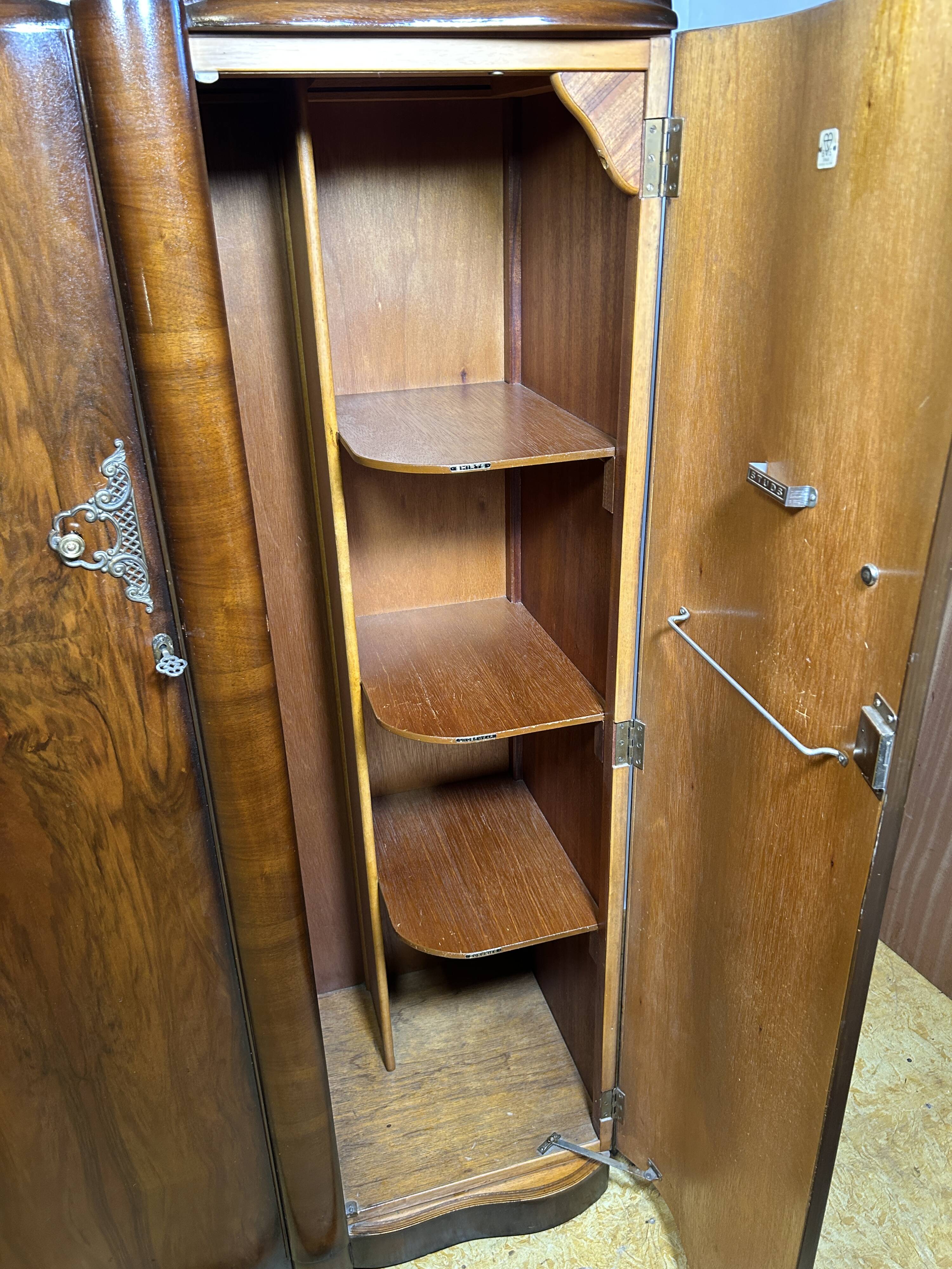 Art Deco Burr Walnut Vintage Brocante Gents Wardrobe (1930–1940)