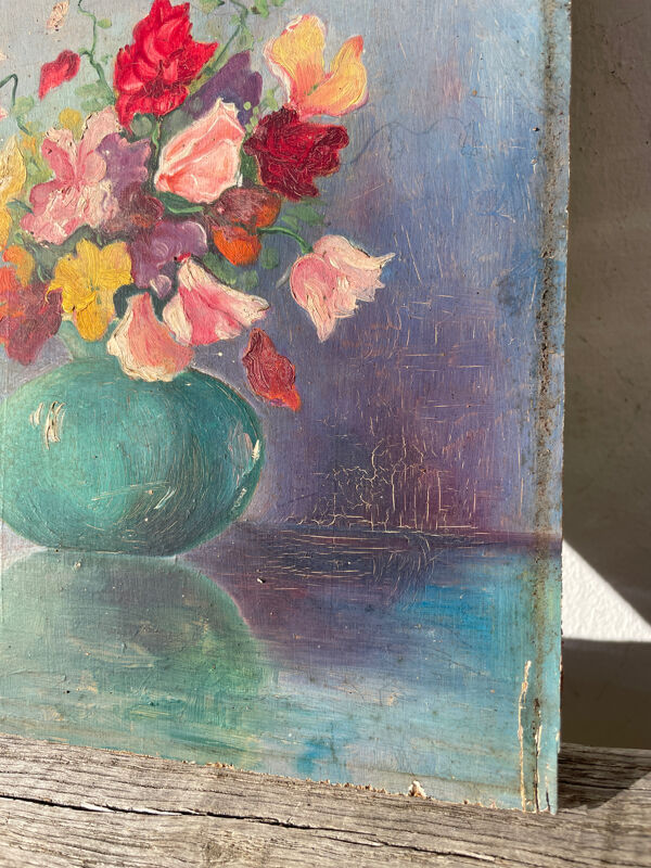 Bouquet de fleurs, peinture à l’huile, 1945