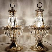 Paire de lampes de table en cristal. Espagne, années 1980.