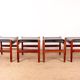 4 Tabourets Danois en teck et cuir noir modèle 40 par Hugo Farndsen 1960.