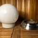 Ancienne applique opaline blanc + support céramique & contour alu vintage #a508