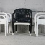 Pierre Paulin set of 6 outdoor armchairs "Dangari", Allibert. Plastic. France, 1980