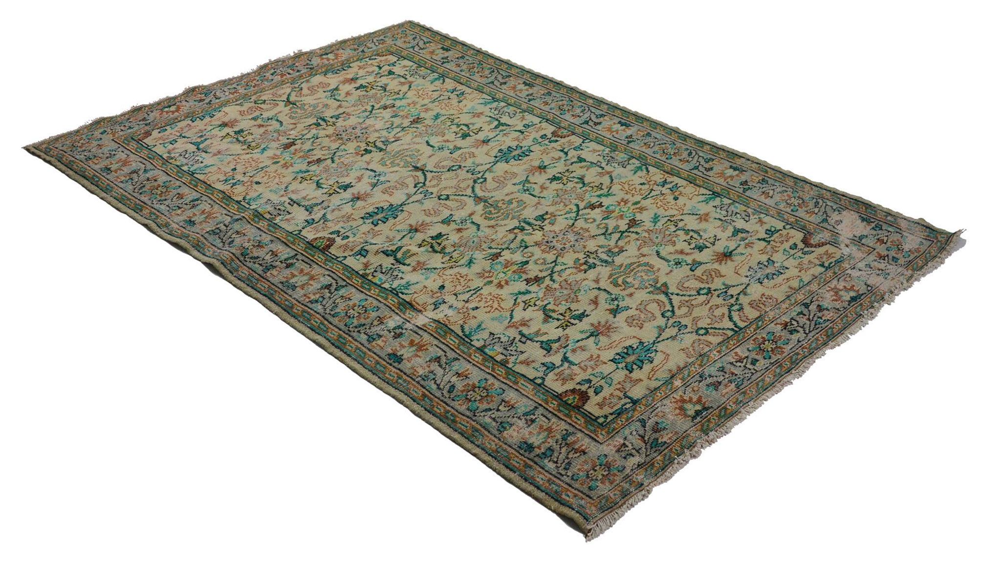 One-of-a-kind turkish handwoven vintage rug - rustic vintage charm 270x 176