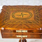 Table de couture antique Louis Philippe avec plateau marqueté, 1860