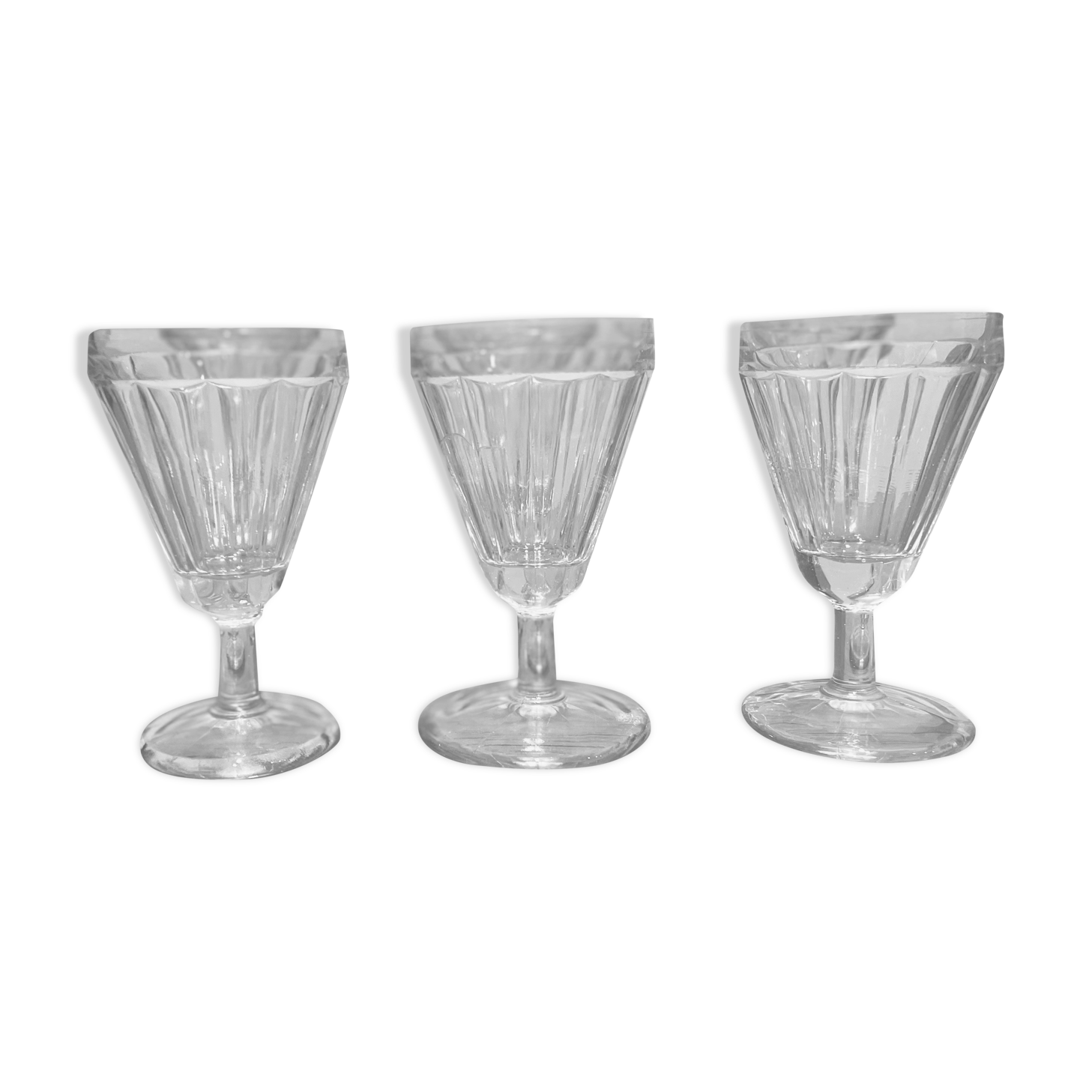 Set of 10 vintage glass crystal glasses
