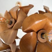Lampadaire en orme motifs « fleurs », années 70