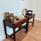 Pair of walnut bedside tables designed by Jacques Hauville for Roche Bobois.
