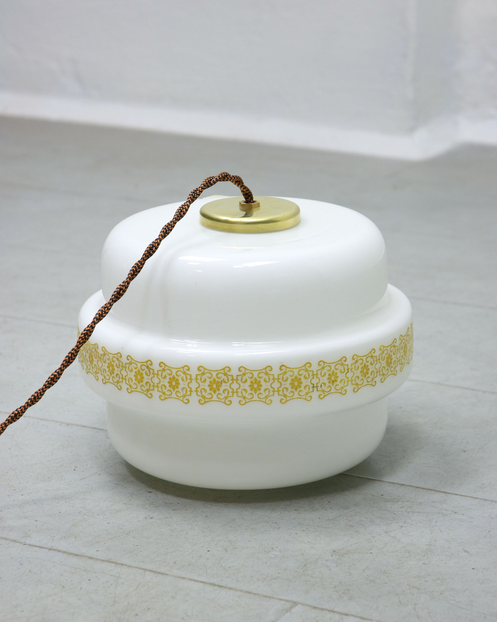 Mid-century Glass & Brass Pendant Lamp