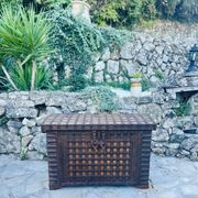 Imposing Indian Chest in Exotic Wood and Wrought Iron
