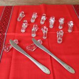 Set of 12 Art Deco crystal knife holders by Christian Eldé