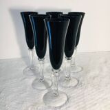 Stemmed glasses, vintage black flutes