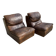 Pair of vintage leather armchairs / fireside chairs / clubs, 1970s