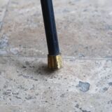 Tripod floor lamp with wooden "pallet" shelf, 50s