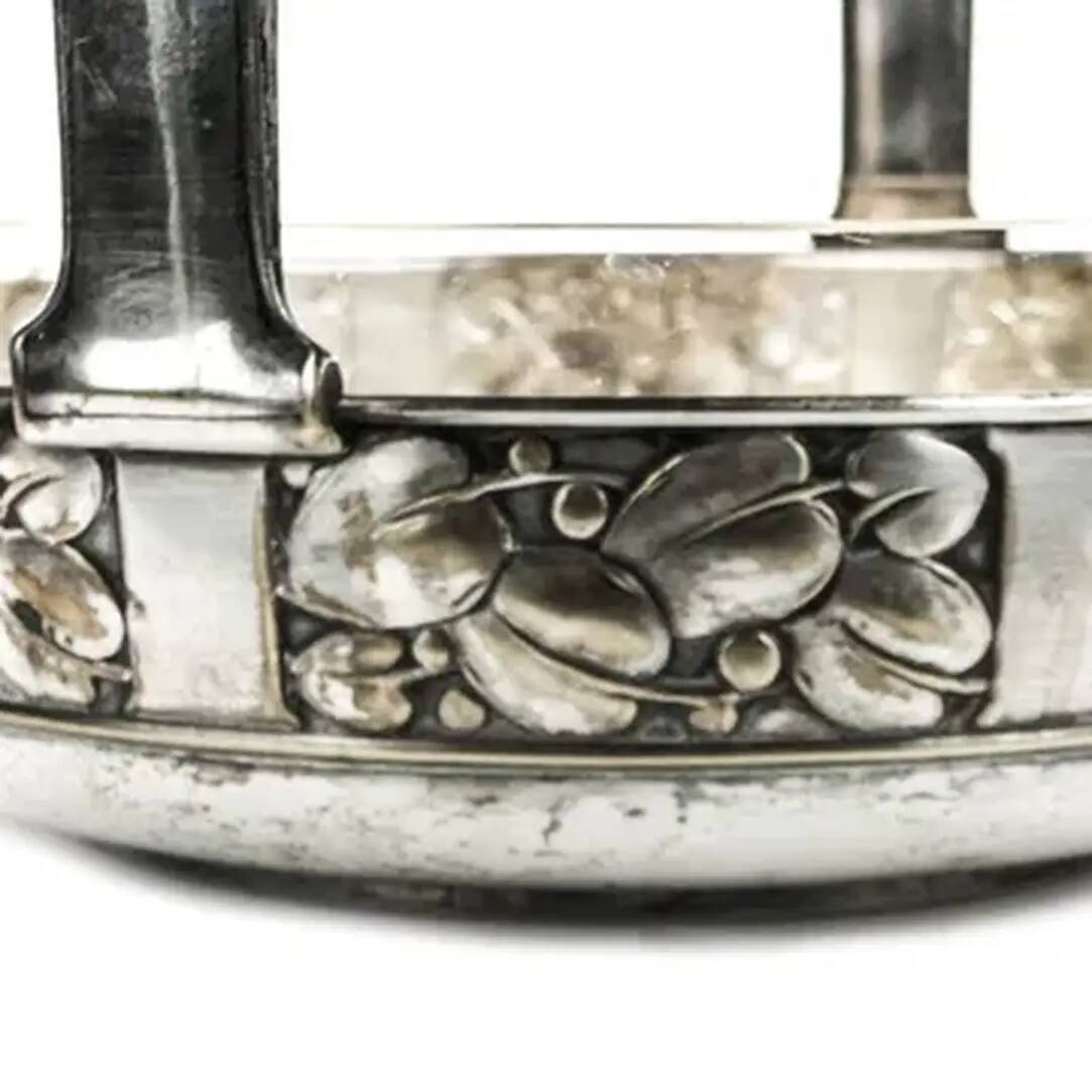 Art Deco fruit basket, silver-plated brass, glass, Kaiser, Germany, 1930s