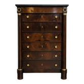 Semainier d’époque Empire, début du XIXᵉ siècle, en acajou flammé