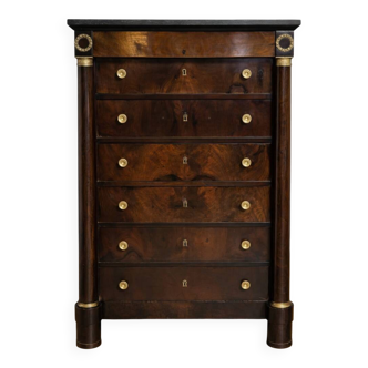 Empire-style week planner, early 19th century, in flame mahogany.