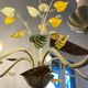 Vintage painted metal chandelier, foliage and flowers, 5 lights.