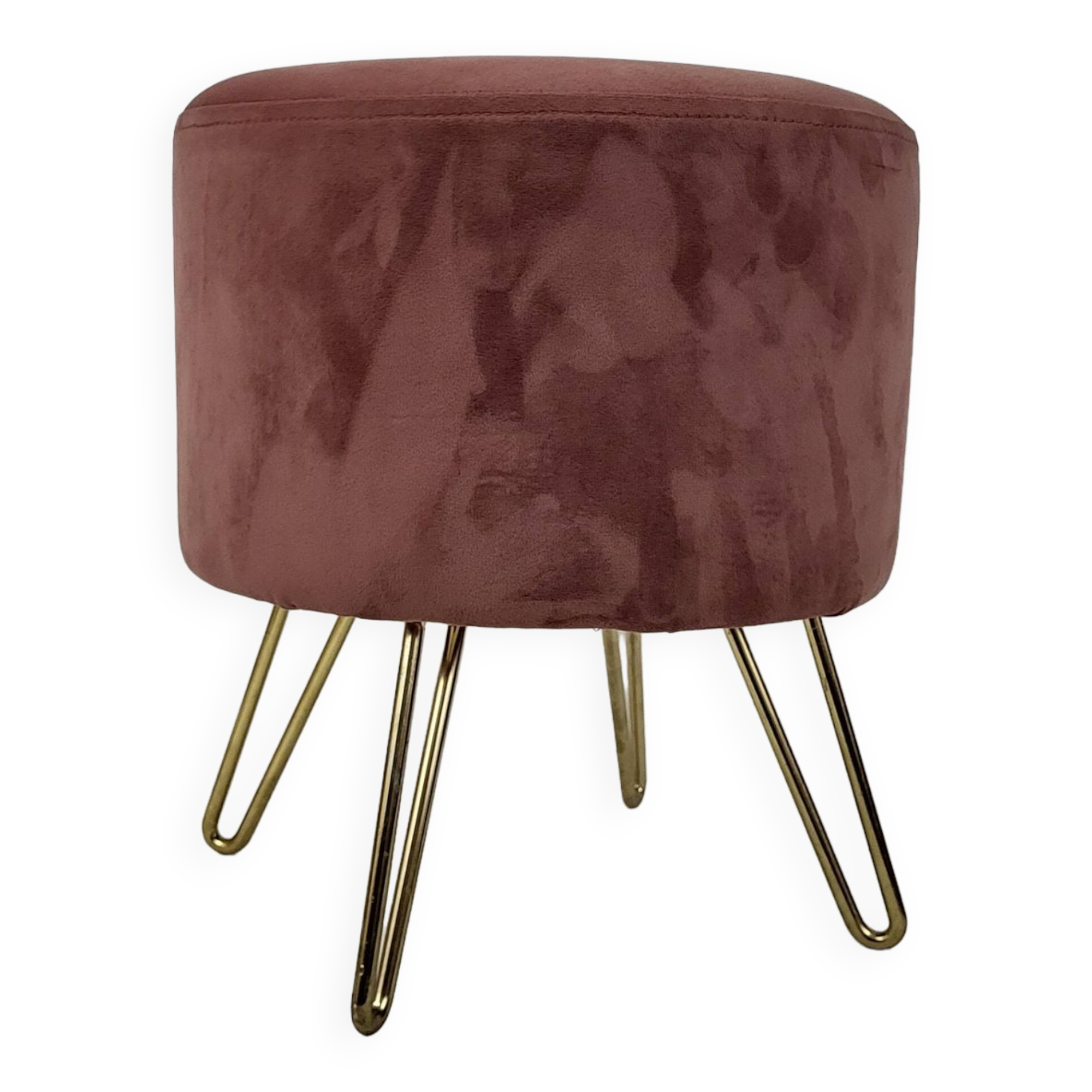Tabouret pouf & repose pieds velours saumon