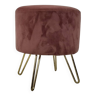 Salmon velvet pouf stool & footrest