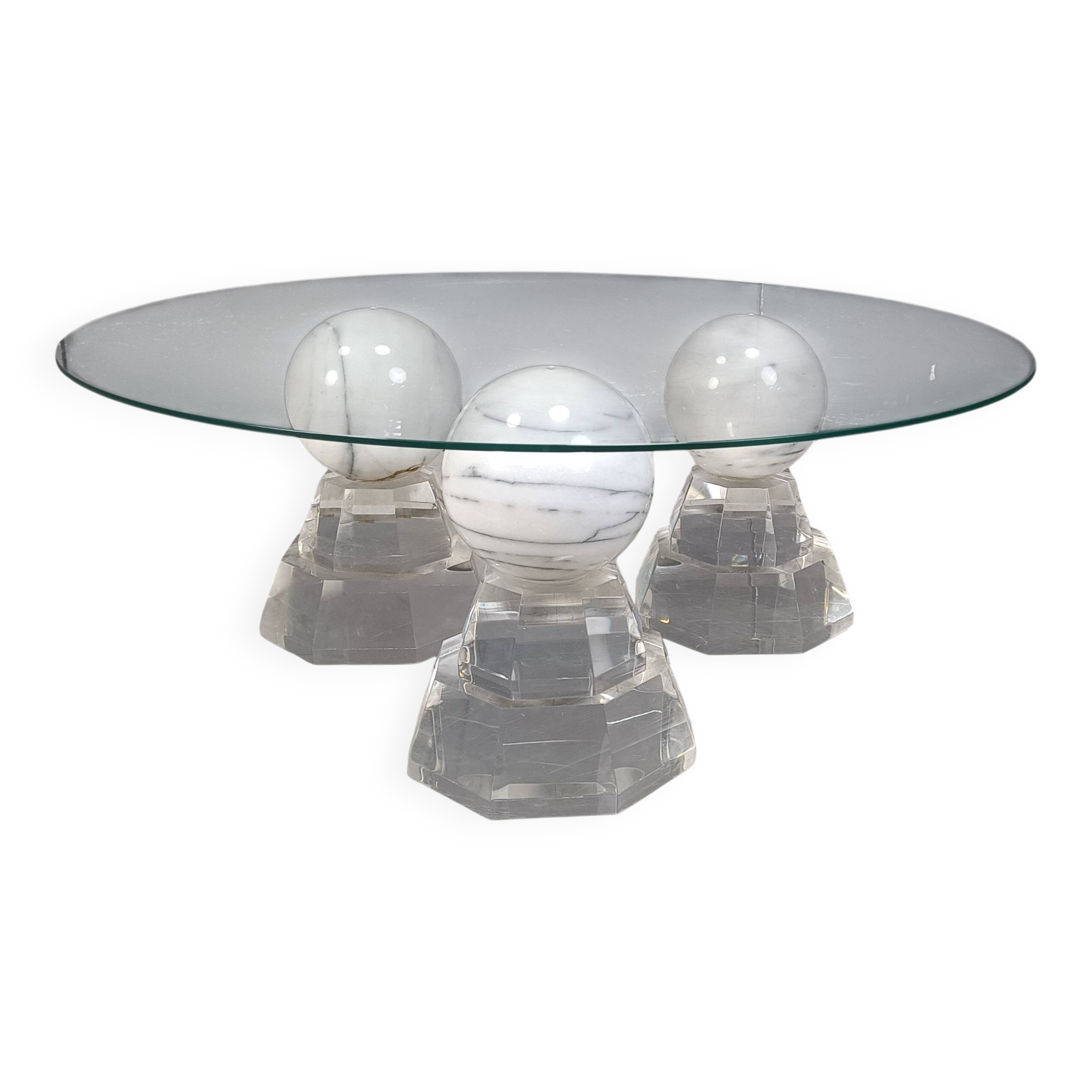 Marble sphere coffee table by Roche Bobois, 1980s