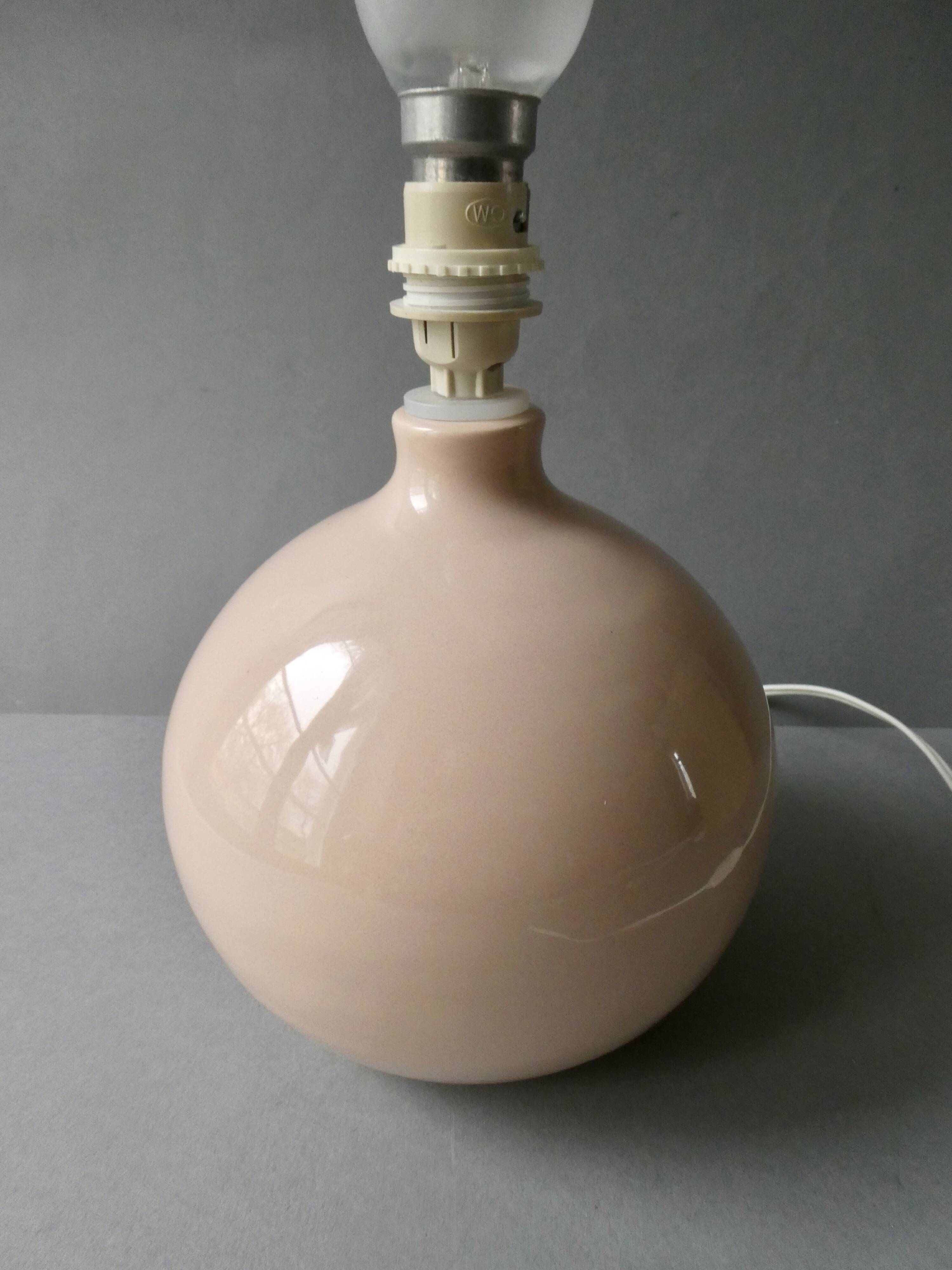 Ceramic lamp, pastel pink, around 1990.