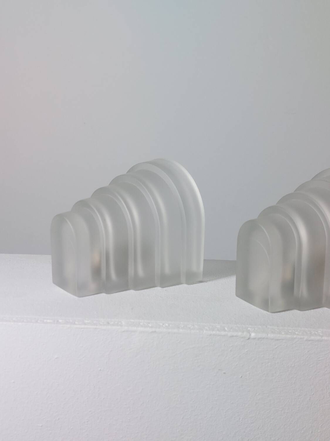 Vintage stepped frosted glass wall lamps art deco revival