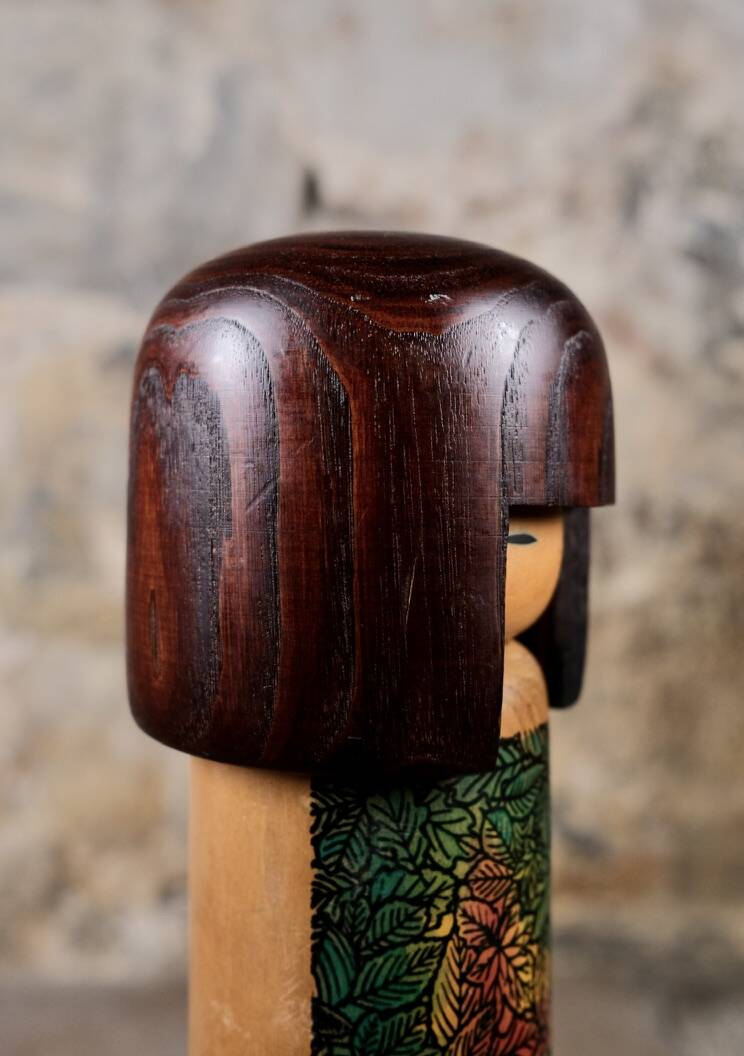 Leaf kokeshi, by Usaburo, Japan, 1970s