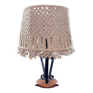 Lampe macramé et fer