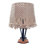 Macrame and wrought iron lamp