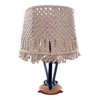 Lampe macramé et fer forgé