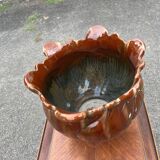 Flamed ceramic planter – in the style of Massier