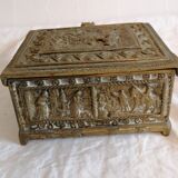 Old bronze jewelry box of nineteenth century high period.