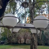 Chrome pendant light.