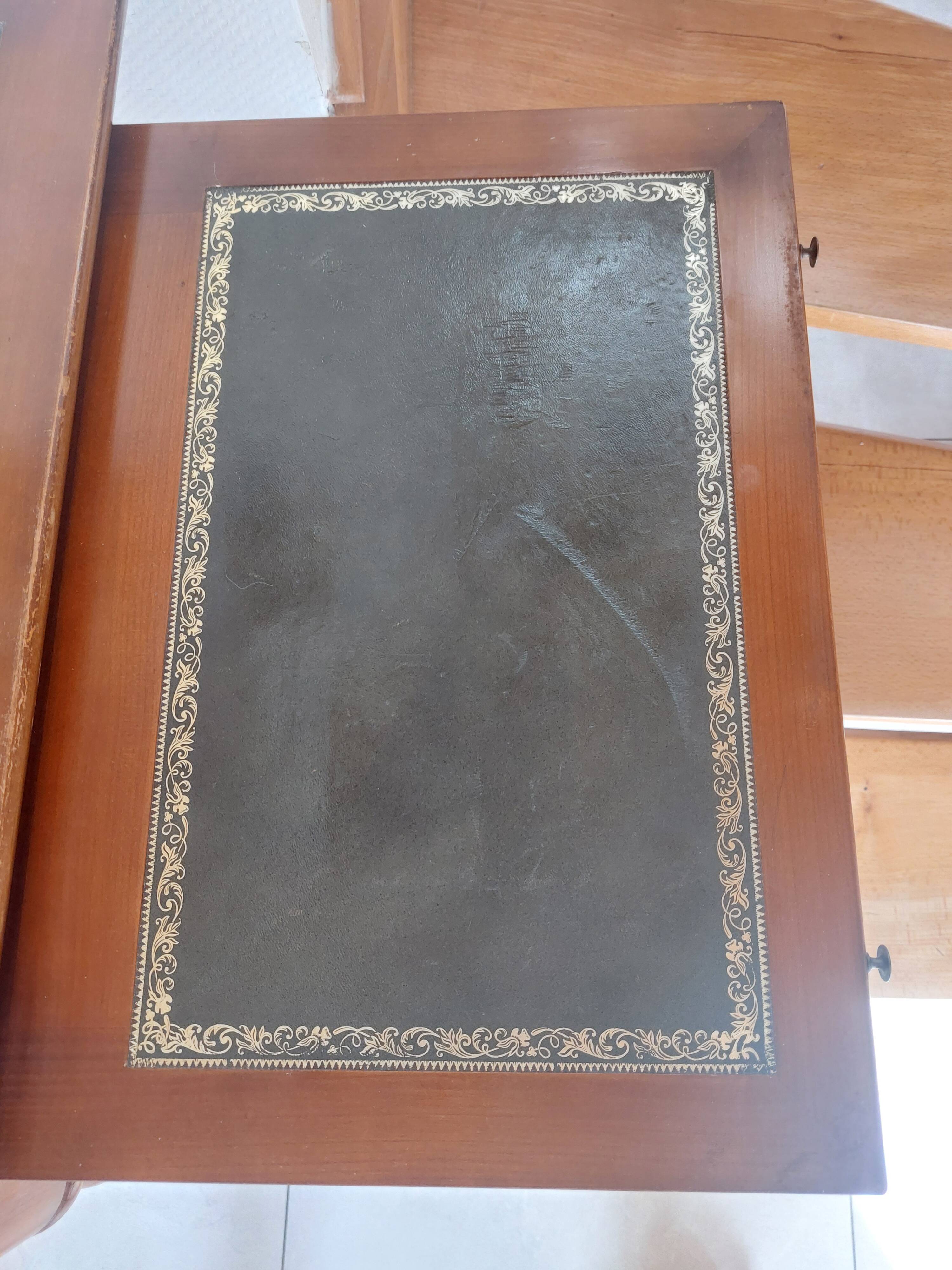 Wooden desk, leather top, extensions