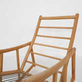 Scandinavian modern birch spindle rocking lounge chair, 1960’s