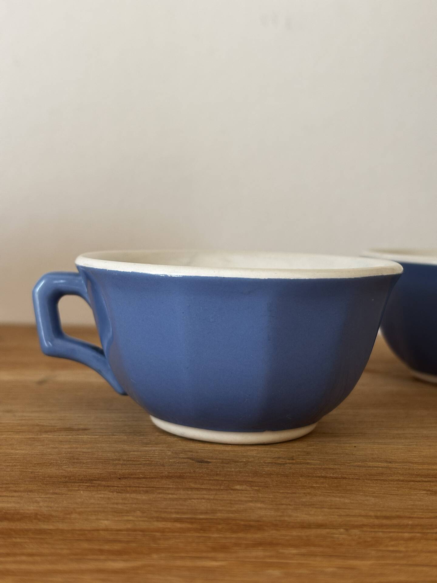 Set of 4 antique coloured faience cups KG Lunéville.
