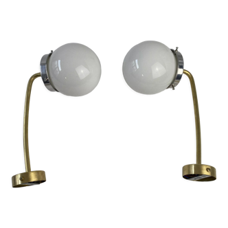 Pair of vintage opaline wall lamps