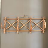 Vintage rattan wall coat rack