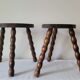 Duo de tabourets brutalistes demi-lunes