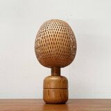 Vintage Scandinavian table lamp in bamboo and wood, 1970s.