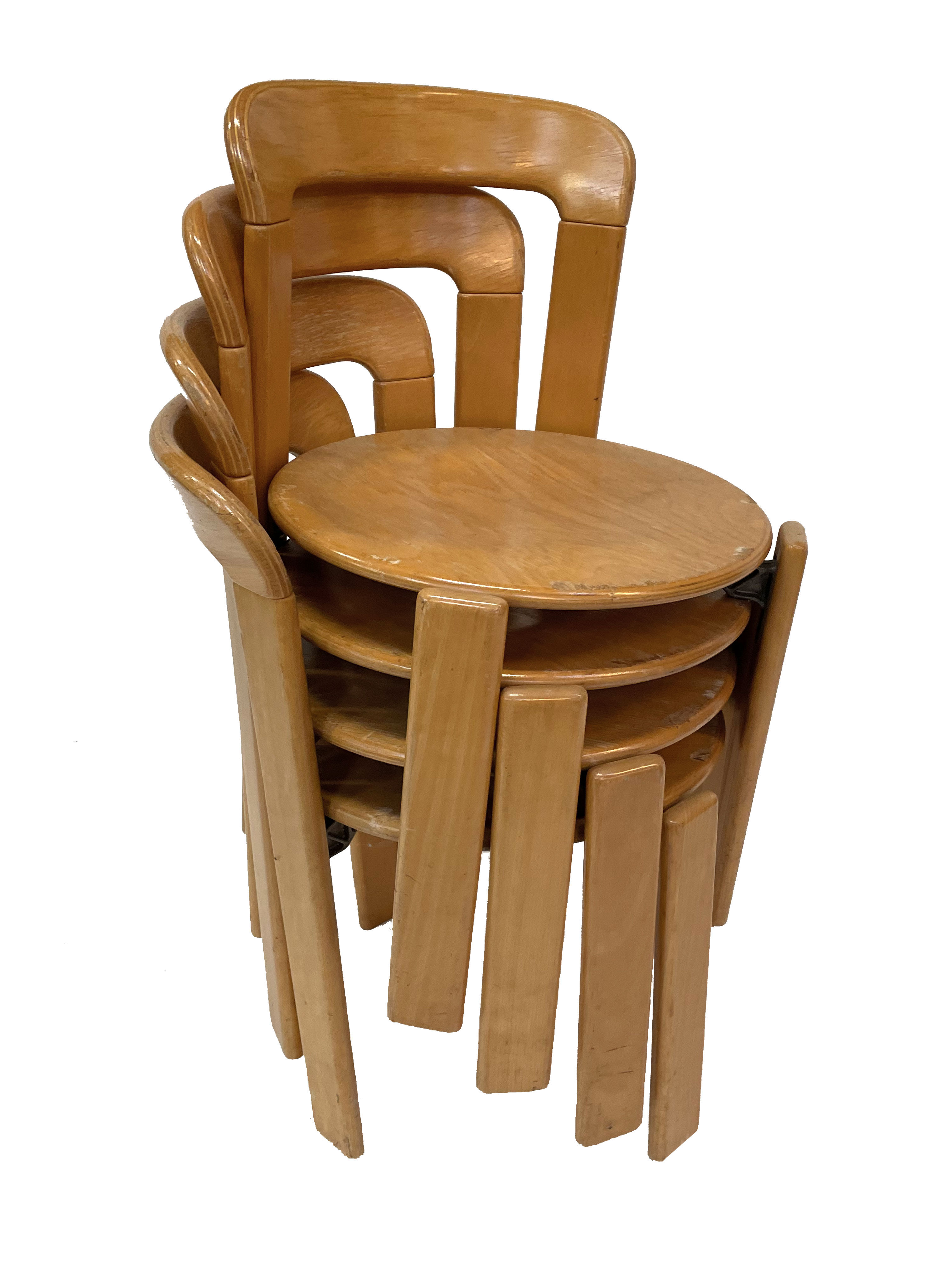 Ensemble de cinq chaises, modèle Rey 33, Bruno Rey pour Dietiker / Kusch & Co.