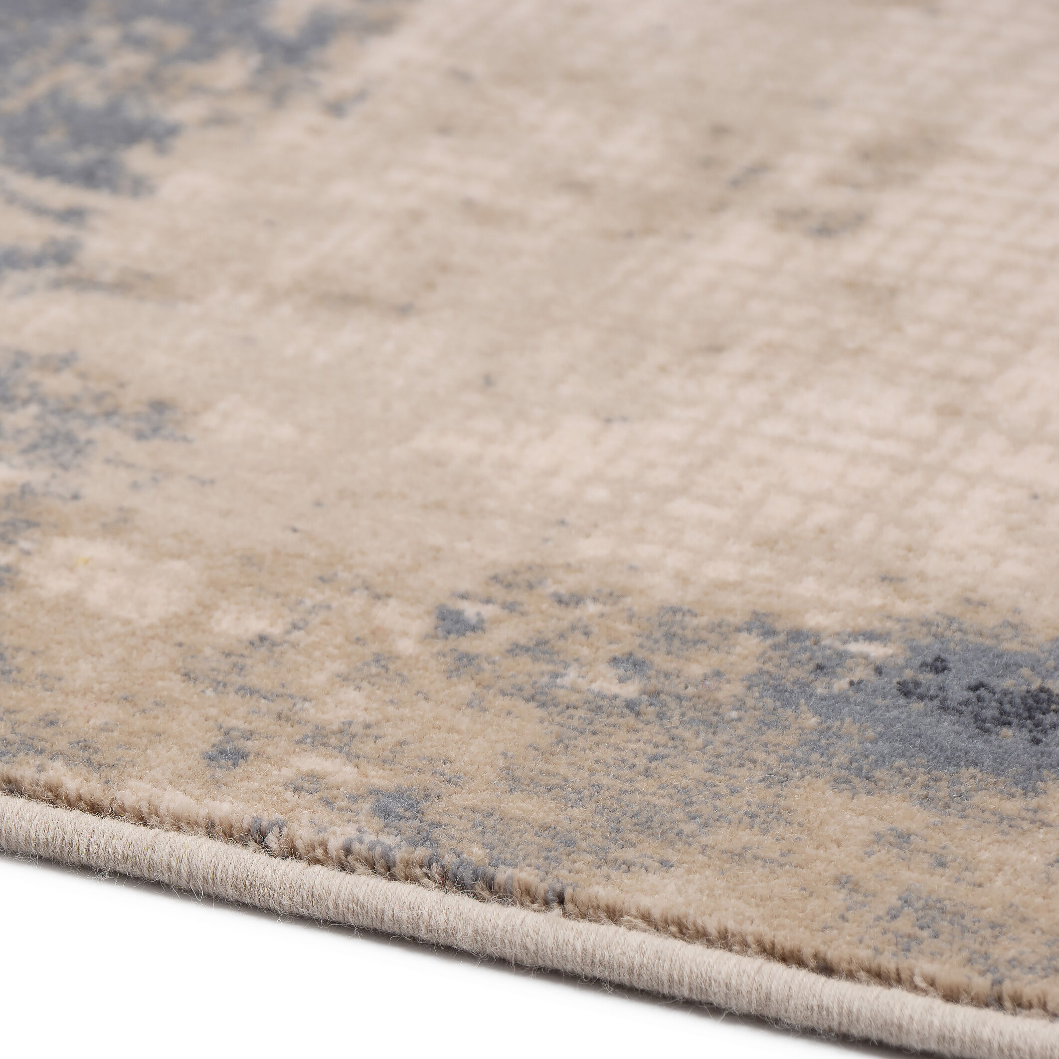 Tapis en laine abstrait beige et bleu