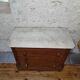 Small miniature table chest in oak and marble.