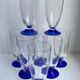 Set of 8 glasses of champagne with blue feet 60s-70s
