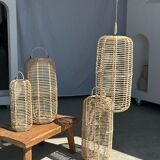 Small lantern-shaped rattan suspension H35 D15