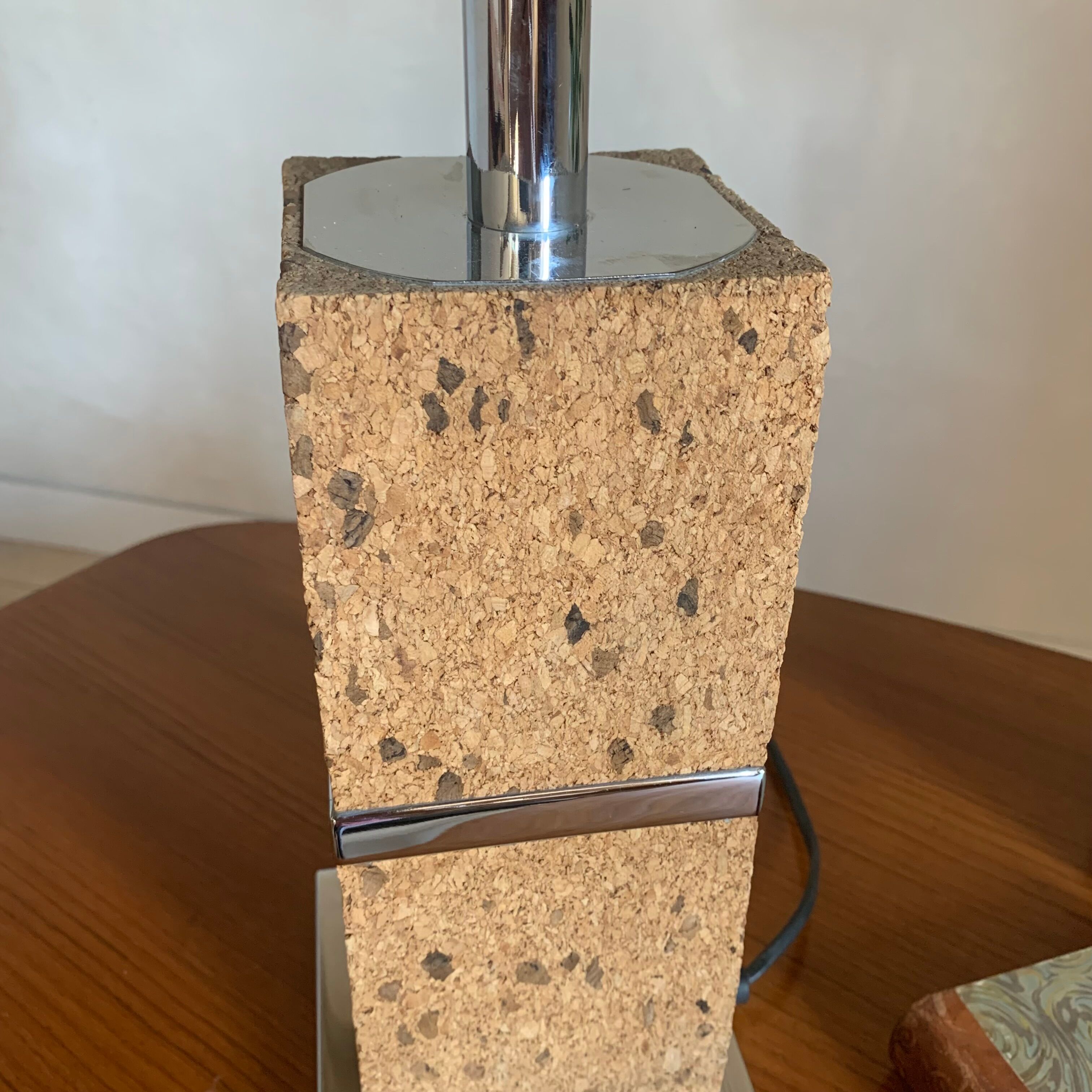 Vintage table lamp chrome and cork seventies