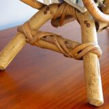 Magazine rack, wicker and rattan of the 1960